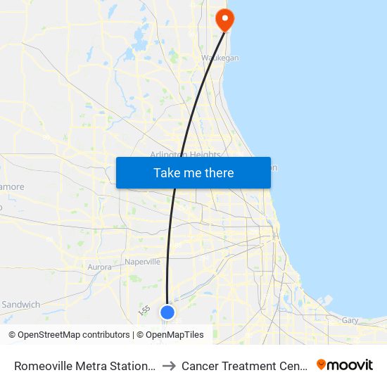 Romeoville Metra Station (Drop Off Only) to Cancer Treatment Center Of America map