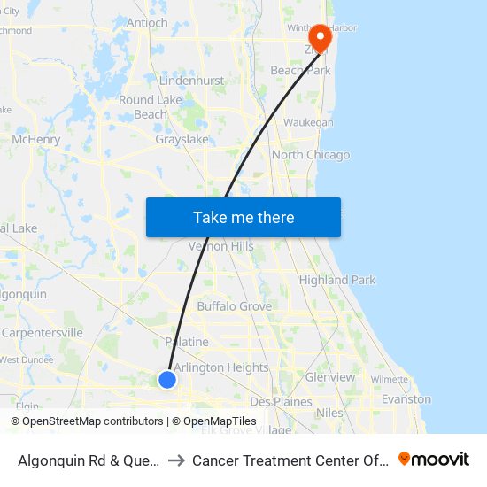 Algonquin Rd & Quentin Rd to Cancer Treatment Center Of America map