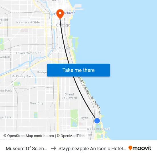 Museum Of Science & Industry to Staypineapple An Iconic Hotel The Loop Chicago map
