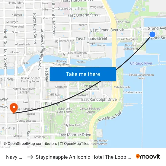 Navy Pier to Staypineapple An Iconic Hotel The Loop Chicago map