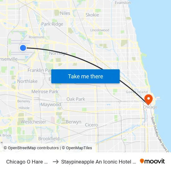 Chicago O Hare Airport ORD to Staypineapple An Iconic Hotel The Loop Chicago map