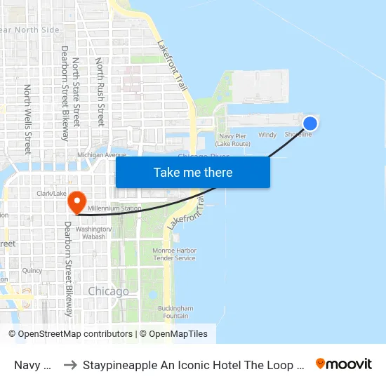 Navy Pier to Staypineapple An Iconic Hotel The Loop Chicago map