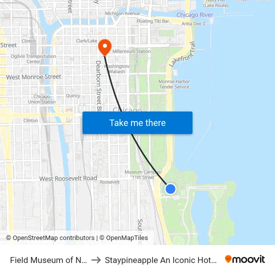 Field Museum of Natural History to Staypineapple An Iconic Hotel The Loop Chicago map