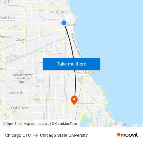 Chicago OTC to Chicago State University map
