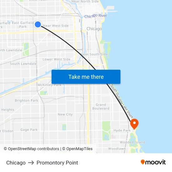 Chicago to Promontory Point map
