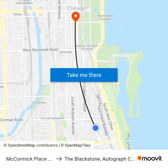 McCormick Place Station to The Blackstone, Autograph Collection map