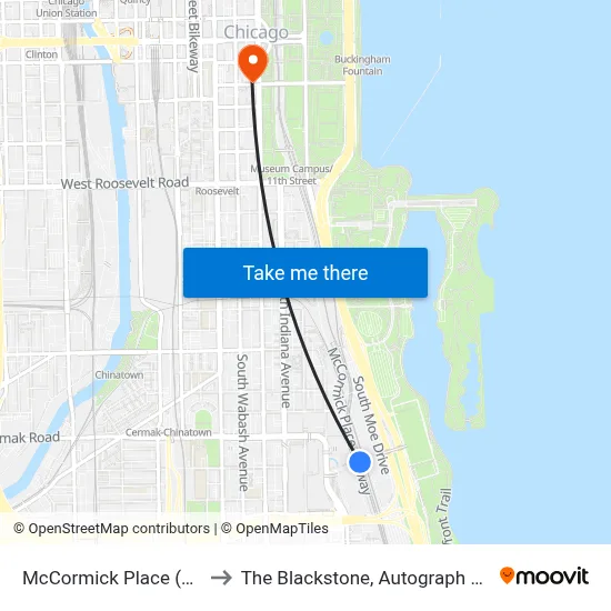 McCormick Place (Station) to The Blackstone, Autograph Collection map