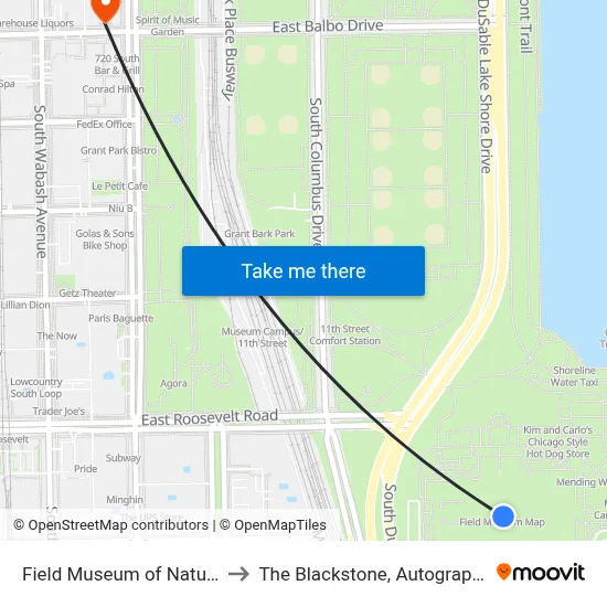 Field Museum of Natural History to The Blackstone, Autograph Collection map