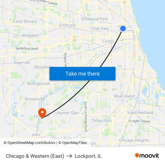 Chicago & Western (East) to Lockport, IL map