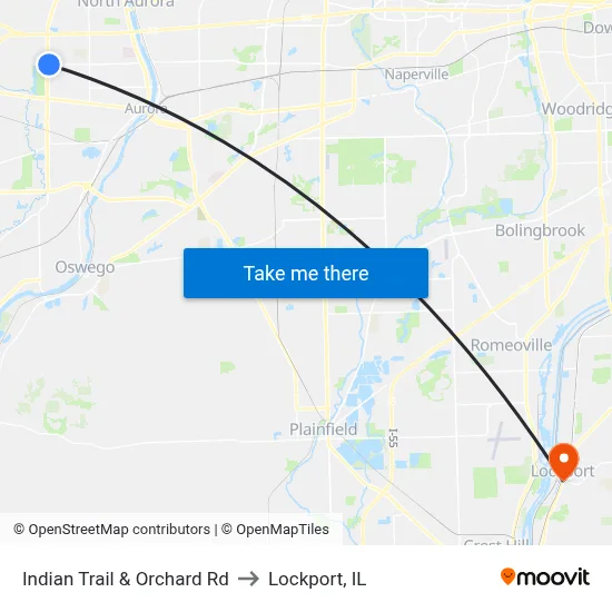 Indian Trail & Orchard Rd to Lockport, IL map
