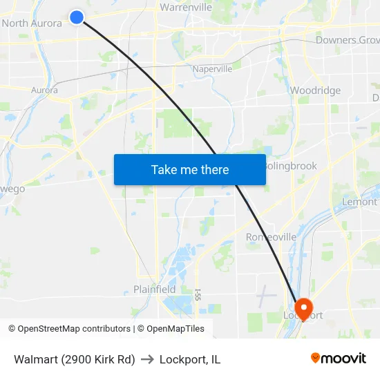 Walmart (2900 Kirk Rd) to Lockport, IL map