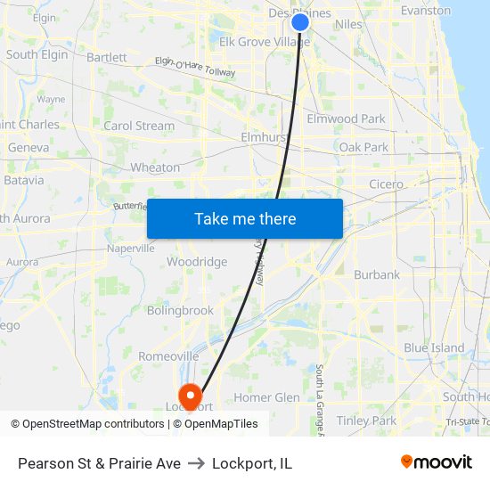Pearson St & Prairie Ave to Lockport, IL map