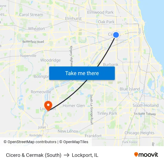 Cicero & Cermak (South) to Lockport, IL map