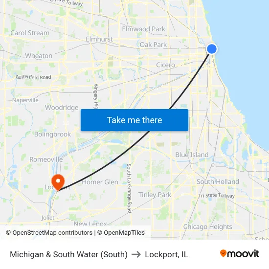 Michigan & South Water (South) to Lockport, IL map