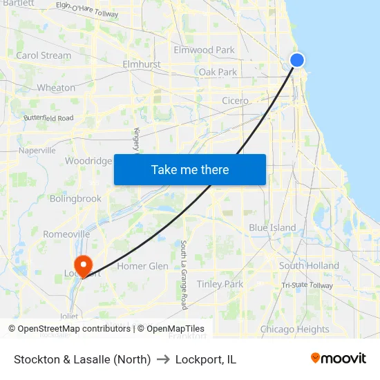 Stockton & Lasalle (North) to Lockport, IL map