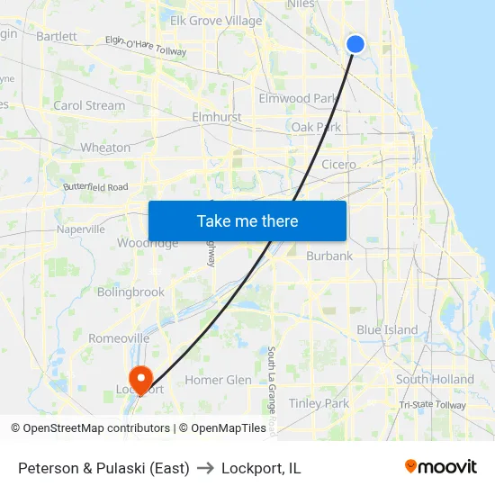 Peterson & Pulaski (East) to Lockport, IL map