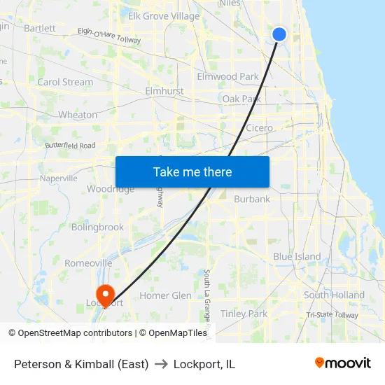 Peterson & Kimball (East) to Lockport, IL map