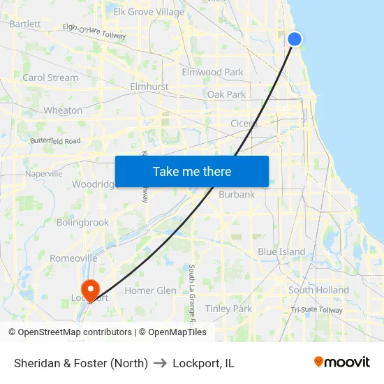 Sheridan & Foster (North) to Lockport, IL map