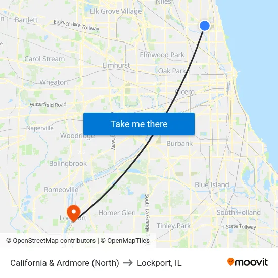 California & Ardmore (North) to Lockport, IL map