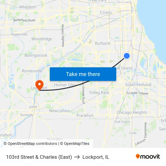 103rd Street & Charles (East) to Lockport, IL map