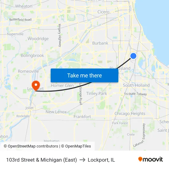 103rd Street & Michigan (East) to Lockport, IL map