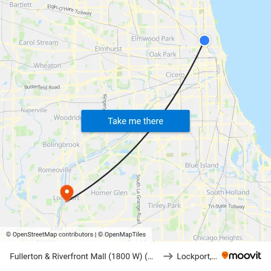 Fullerton & Riverfront Mall (1800 W) (West) to Lockport, IL map