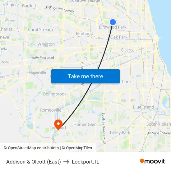 Addison & Olcott (East) to Lockport, IL map