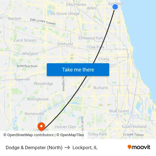 Dodge & Dempster (North) to Lockport, IL map