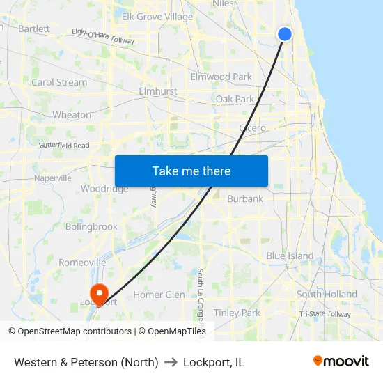 Western & Peterson (North) to Lockport, IL map