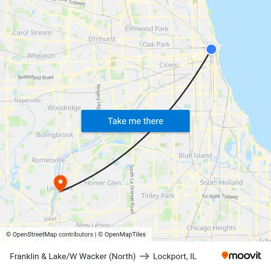 Franklin & Lake/W Wacker (North) to Lockport, IL map