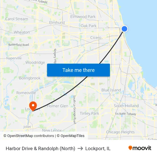 Harbor Drive & Randolph (North) to Lockport, IL map