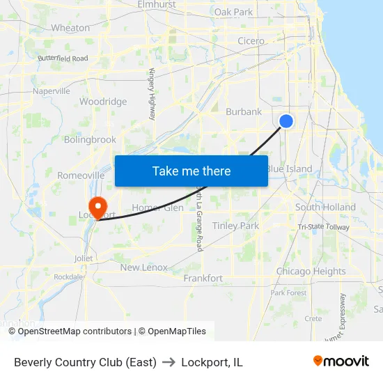 Beverly Country Club (East) to Lockport, IL map