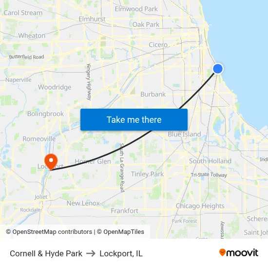Cornell & Hyde Park to Lockport, IL map