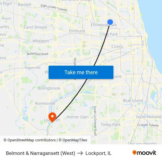 Belmont & Narragansett (West) to Lockport, IL map