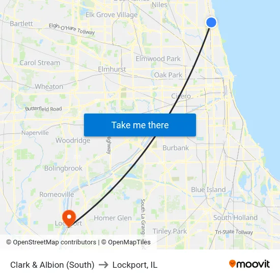 Clark & Albion (South) to Lockport, IL map