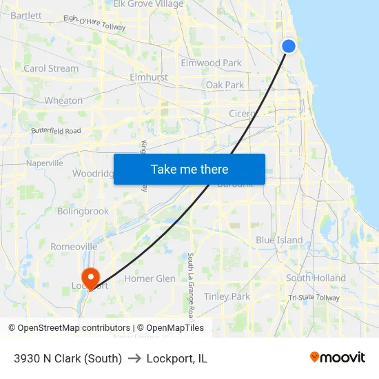 3930 N Clark (South) to Lockport, IL map