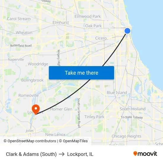 Clark & Adams (South) to Lockport, IL map