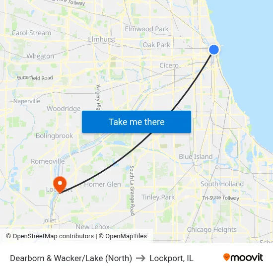 Dearborn & Wacker/Lake (North) to Lockport, IL map