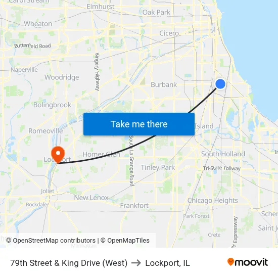 79th Street & King Drive (West) to Lockport, IL map