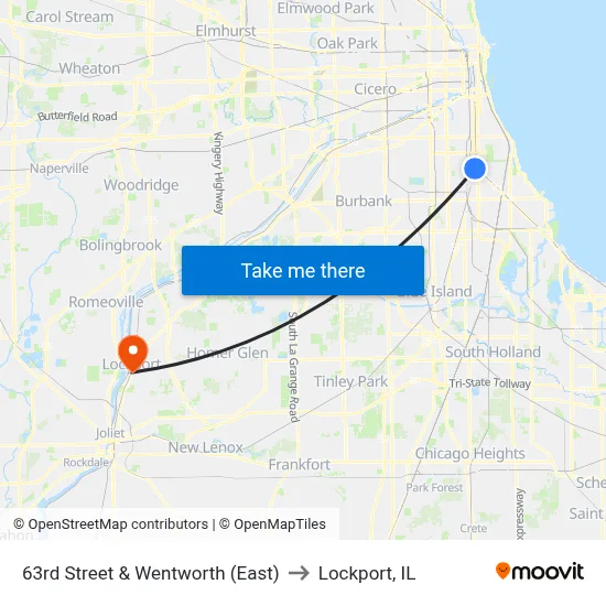 63rd Street & Wentworth (East) to Lockport, IL map