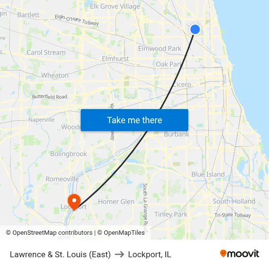 Lawrence & St. Louis (East) to Lockport, IL map