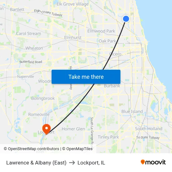 Lawrence & Albany (East) to Lockport, IL map