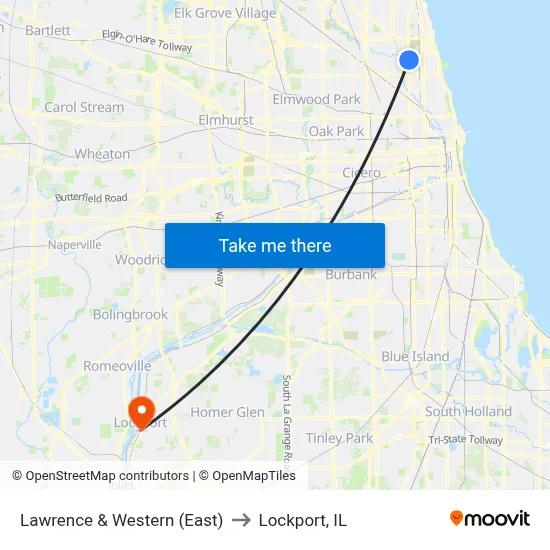 Lawrence & Western (East) to Lockport, IL map