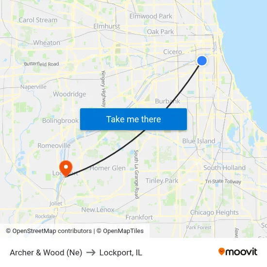 Archer & Wood (Ne) to Lockport, IL map