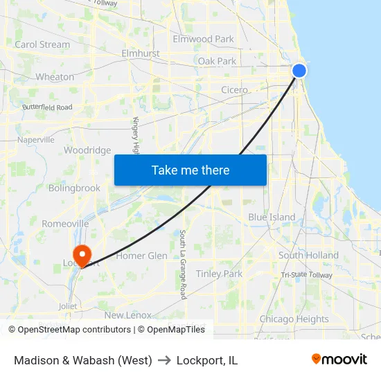 Madison & Wabash (West) to Lockport, IL map