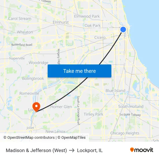 Madison & Jefferson (West) to Lockport, IL map