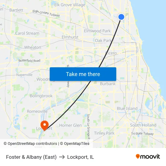 Foster & Albany (East) to Lockport, IL map
