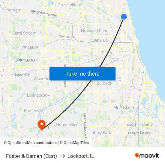 Foster & Damen (East) to Lockport, IL map