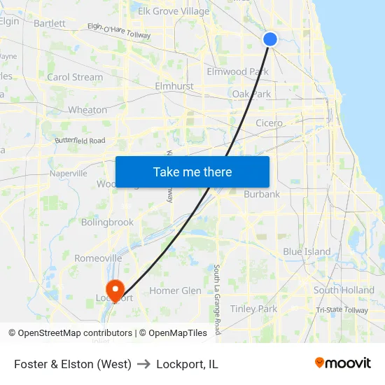 Foster & Elston (West) to Lockport, IL map