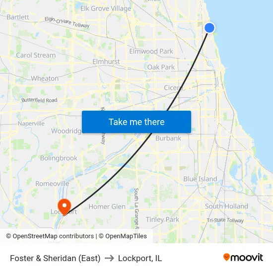 Foster & Sheridan (East) to Lockport, IL map